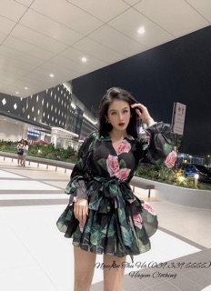 Váy voan hoa xếp tầng (2 màu)