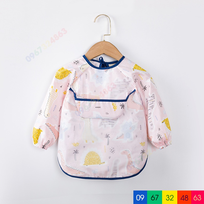 Áo yếm ăn dặm XUẤT NHẬT DÀI TAY CÓ MÁNG chống thấm cho bé