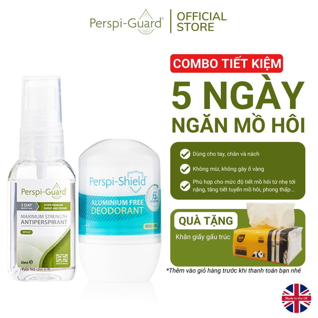 Combo xịt khử mùi Perspi-Guard 30ml + Lăn khử mùi Perspi-Shield 50ml