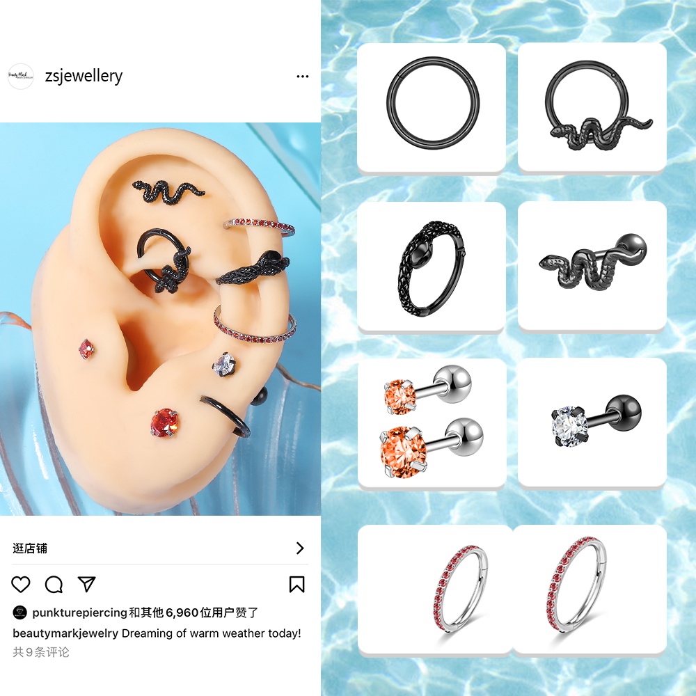 Set 1 / 3 Khuyên Tai Thép Không Gỉ Đính Đá Nhiều Màu Sắc Đầy Cá Tính