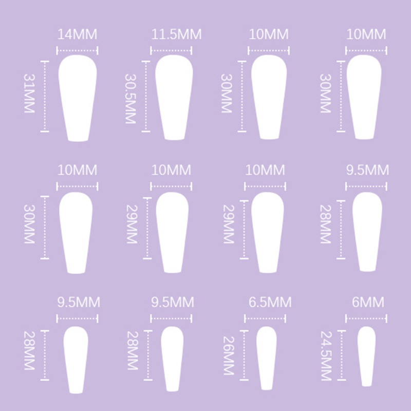 Set 24 Móng Tay Giả Màu Xanh Dương Gradient Độc Đáo