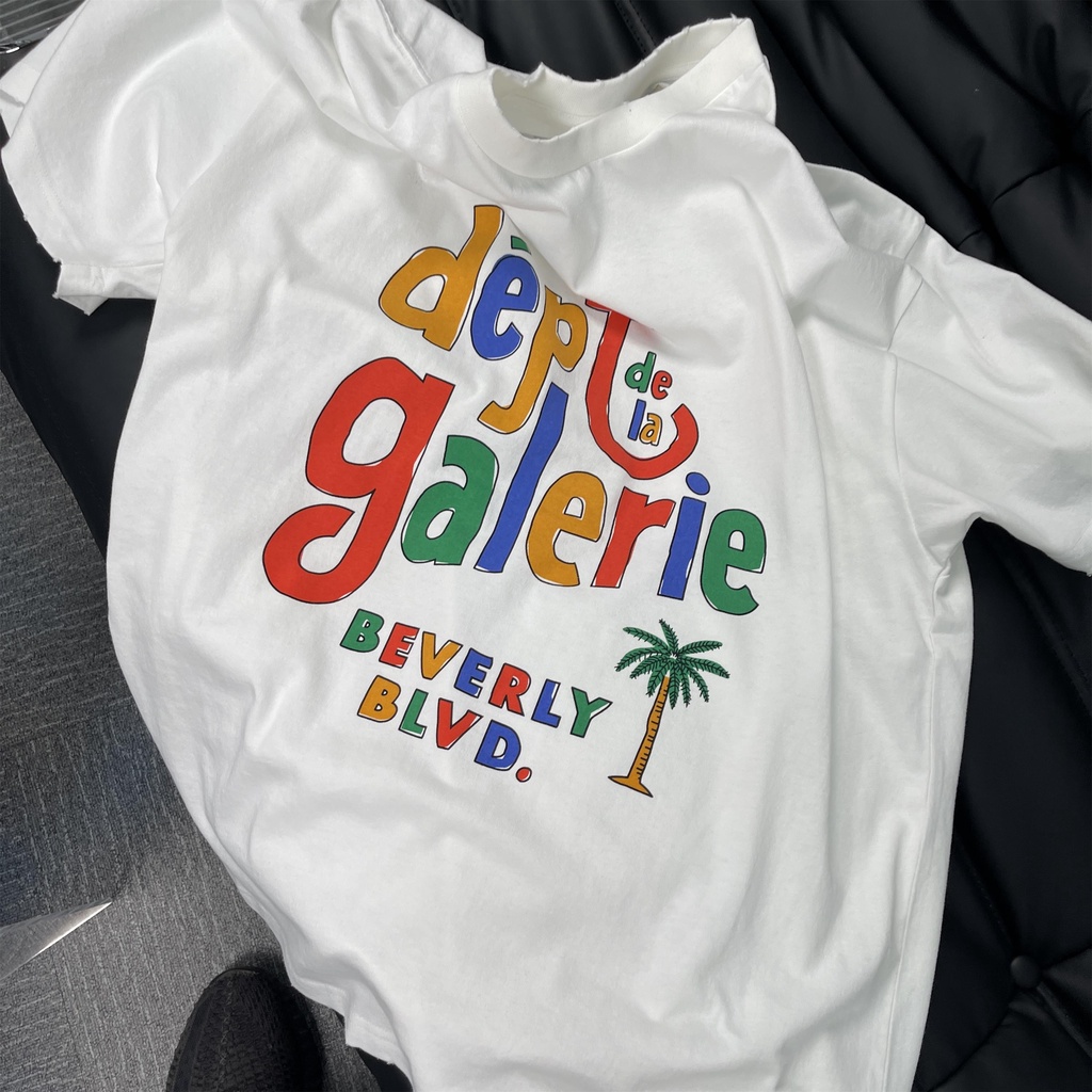 GALLERY DEPT Ouyang Nana with the same rainbow graffiti print letter couple loose casual T-shirt