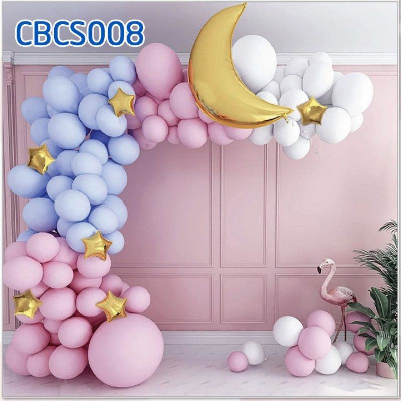 (KÈM BƠM KEO) SET BONG BÓNG SINH NHẬT TÔNG MÀU CỰC SANG MS100