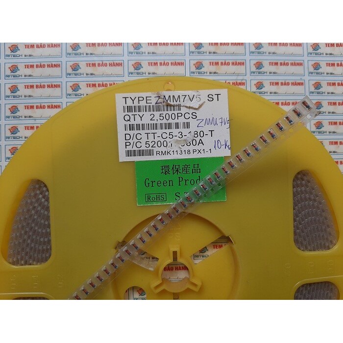 Combo 50 chiếc LL34, ZMM7V5, Diode 7.5V ST 1206 1/2W