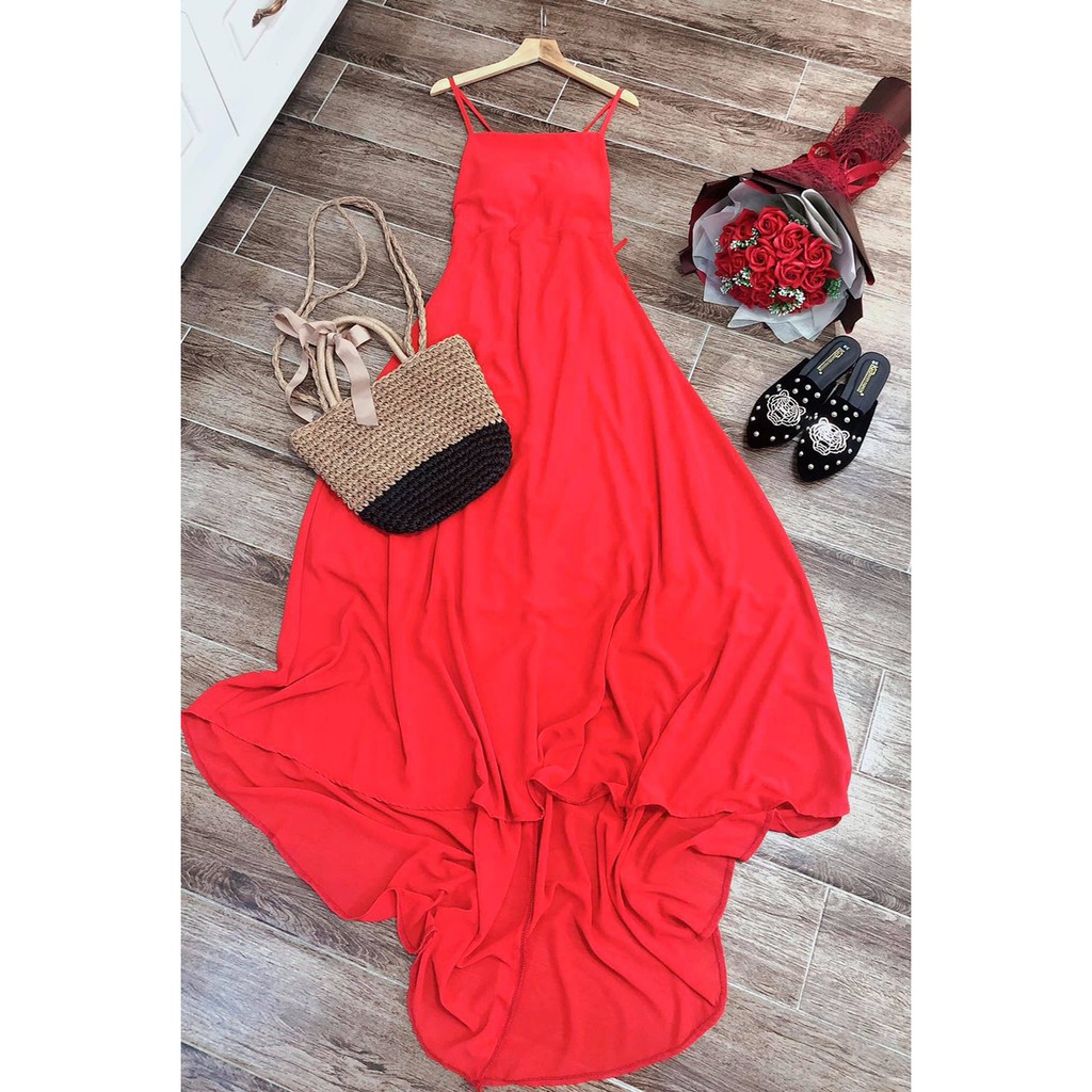 [ FREESHIP ] Đầm maxi đỏ chéo lưng đẹp | BigBuy360 - bigbuy360.vn