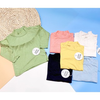 Áo Cổ 3 Phân Minky Mom Trơn Cho Bé _titshopkidss