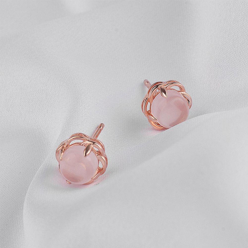 Hoa Hồng Trang Trí|Bông Tai Mạ BạC HìNh Hoa Sen MàU HồNg ThờI Trang