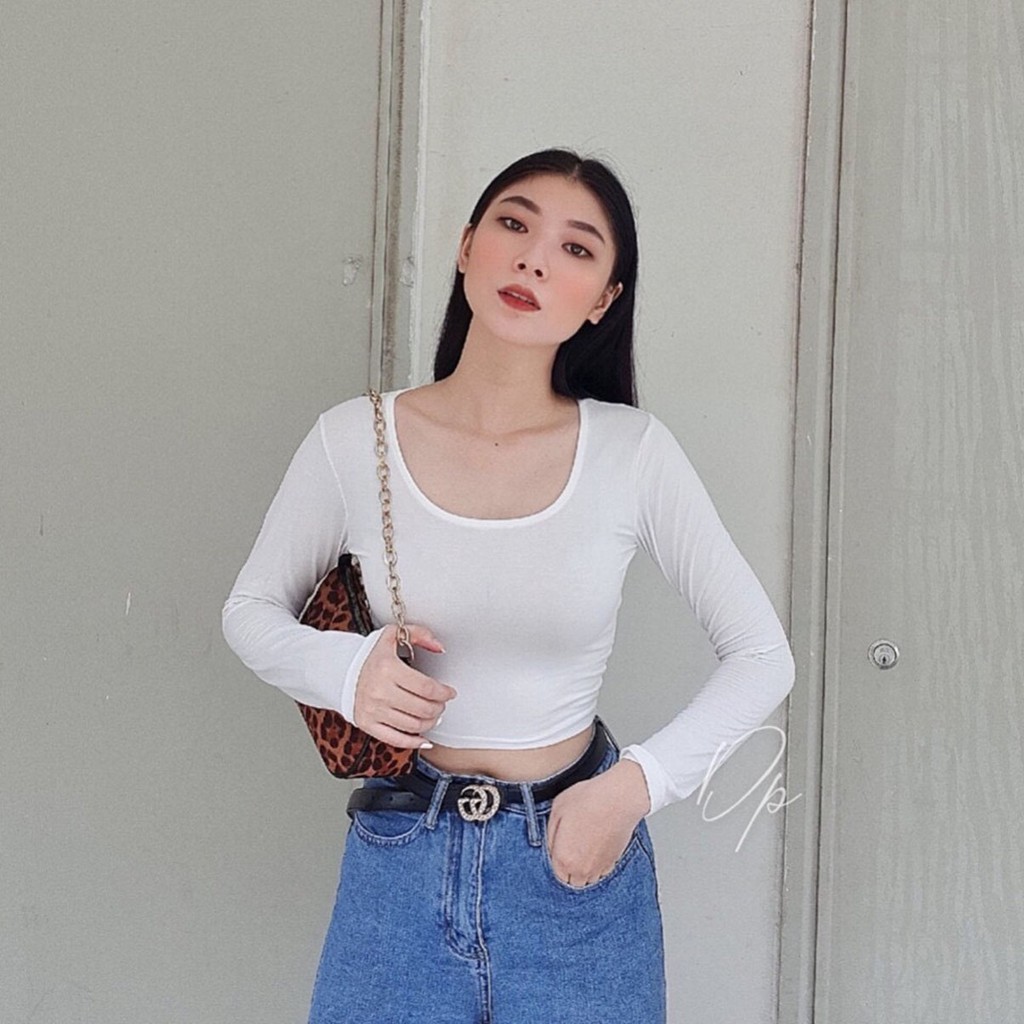 ÁO CROPTOP  CỔ VUÔNG BODY TAY DÀI  MS:Z03