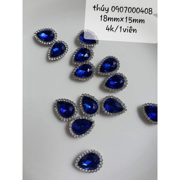 Set 10 hạt đá giọt nước viền xoàn