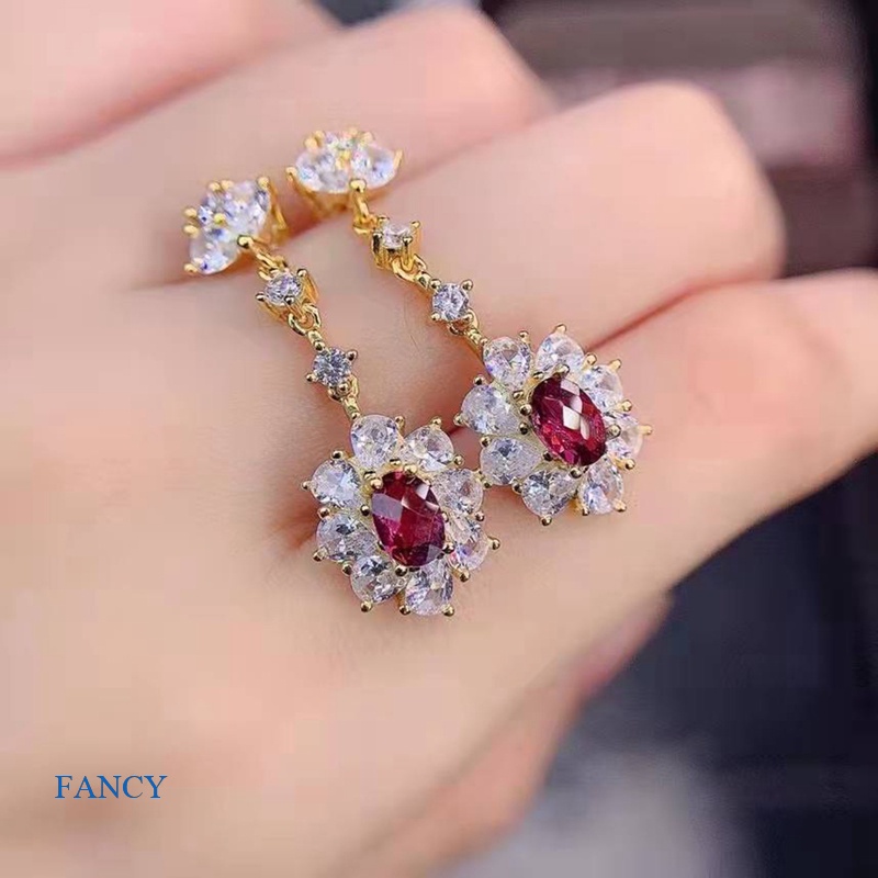 Bông Tai Mạ Vàng 18k Đính Đá Nhiều Màu Sắc Thời Trang Cho Nữ