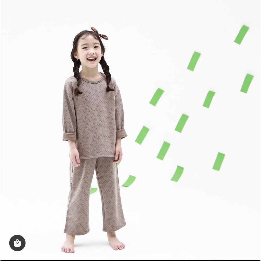Bộ ngủ thu đông theminou chấm bi dáng suông cực thoải mái cho bé yêu 229b008t