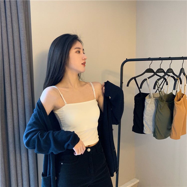 Áo 2 dây Croptop dây có khuy điều chỉnh - chất vải thun Cotton dày dặn, co giãn, thấm hút mồ hôi - Freeship Lola Fashion | BigBuy360 - bigbuy360.vn