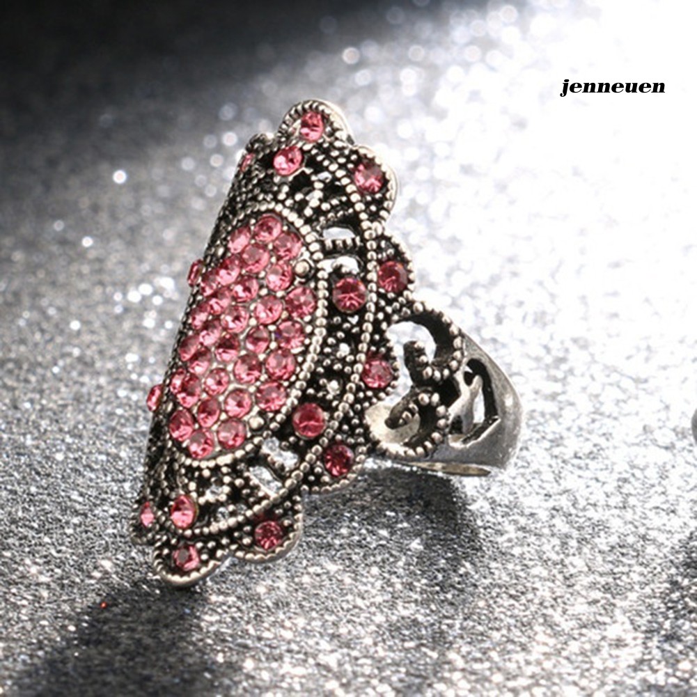 Nhẫn Hợp Kim Đính Đá Hình Oval Phong Cách Cổ Điển Cho Nữ