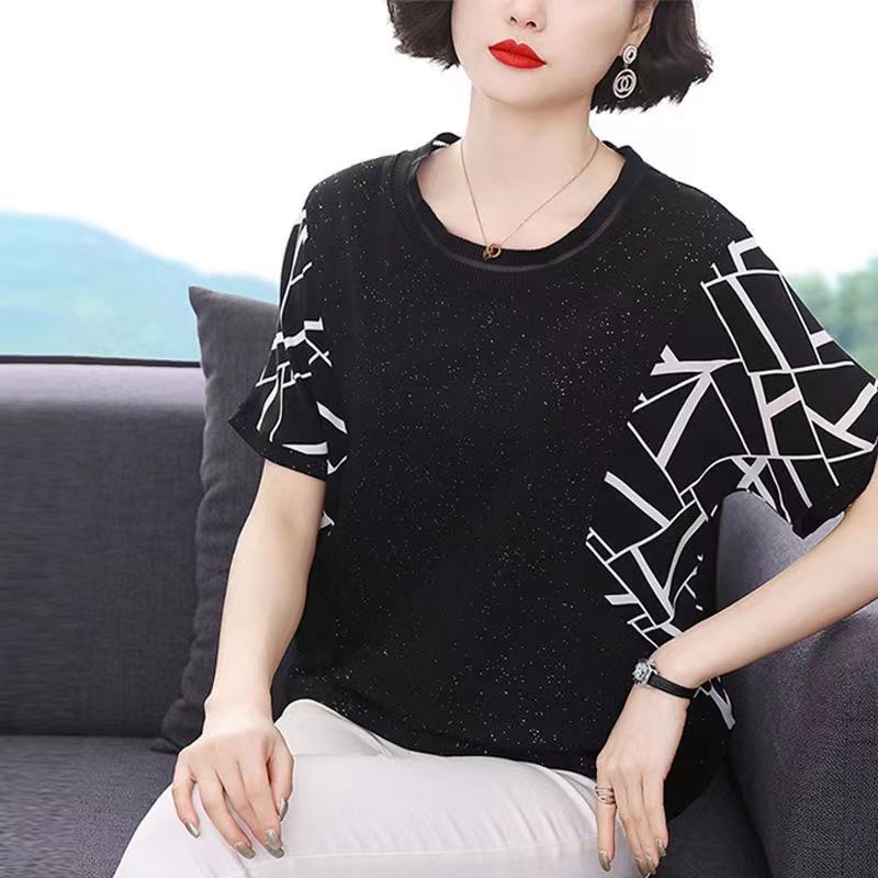 Áo Thun Tay Ngắn Dáng Rộng Thời Trang Mùa Hè Cho Nữ Trung Niên