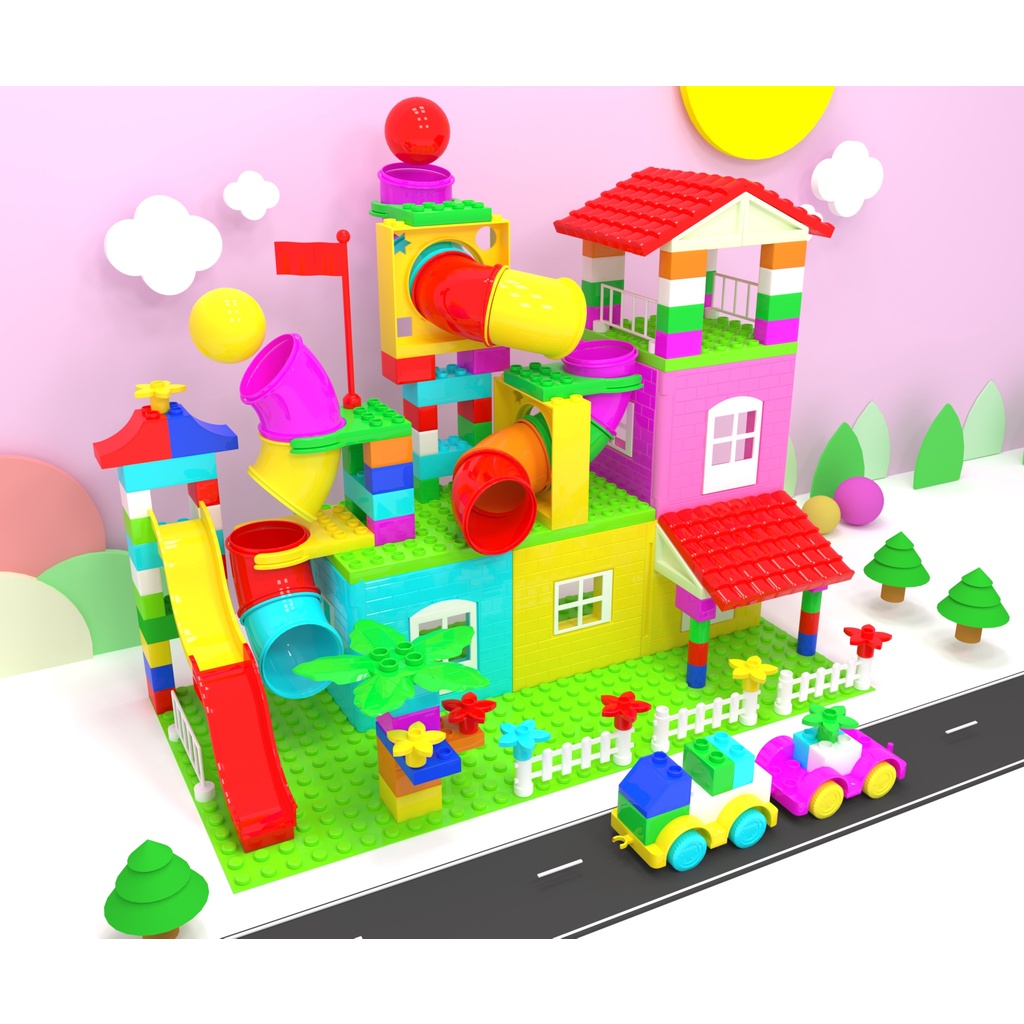 Đồ chơi Lego Việt Nam tương thích Duplo Ngôi nhà ước mơ giành cho bé tặng kèm hai tấm đáy