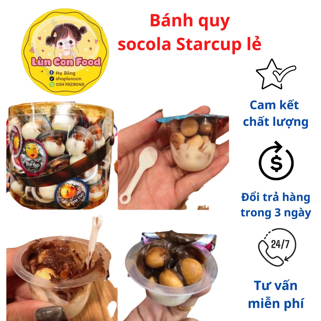 LẺ 1 CỐC BÁNH QUY SOCOLA VIÊN STAR CUP THÁI LAN - Lùn Con Food