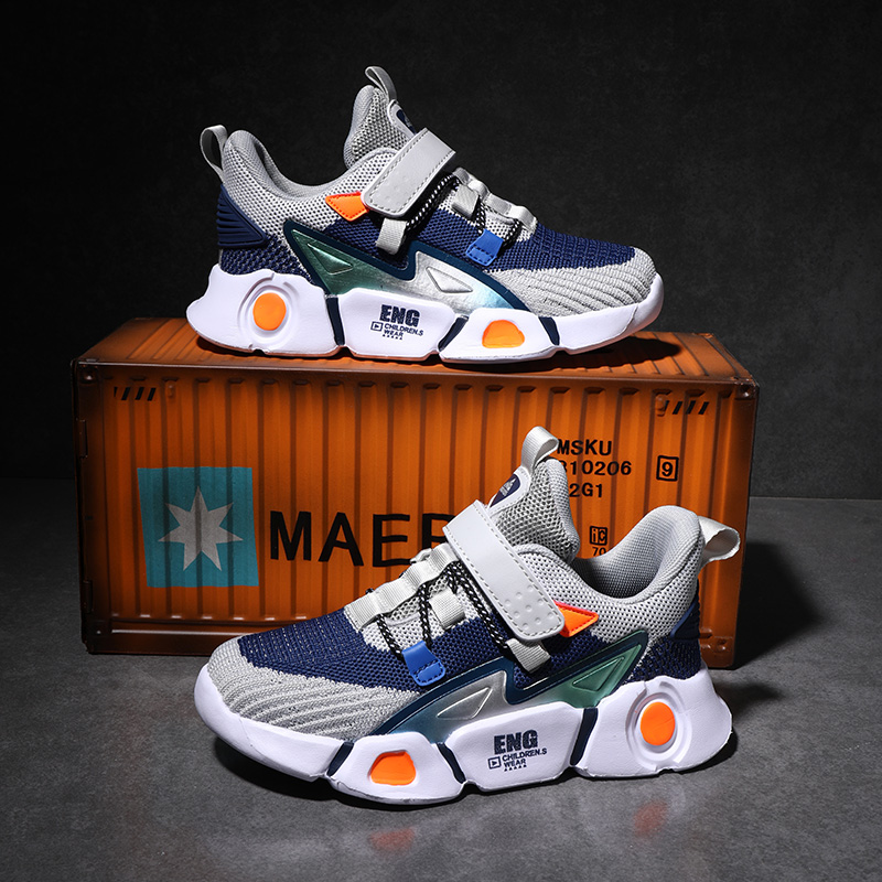 Giày sneakers thể thao hợp thời trang phối lưới thoáng khí cho bé trai