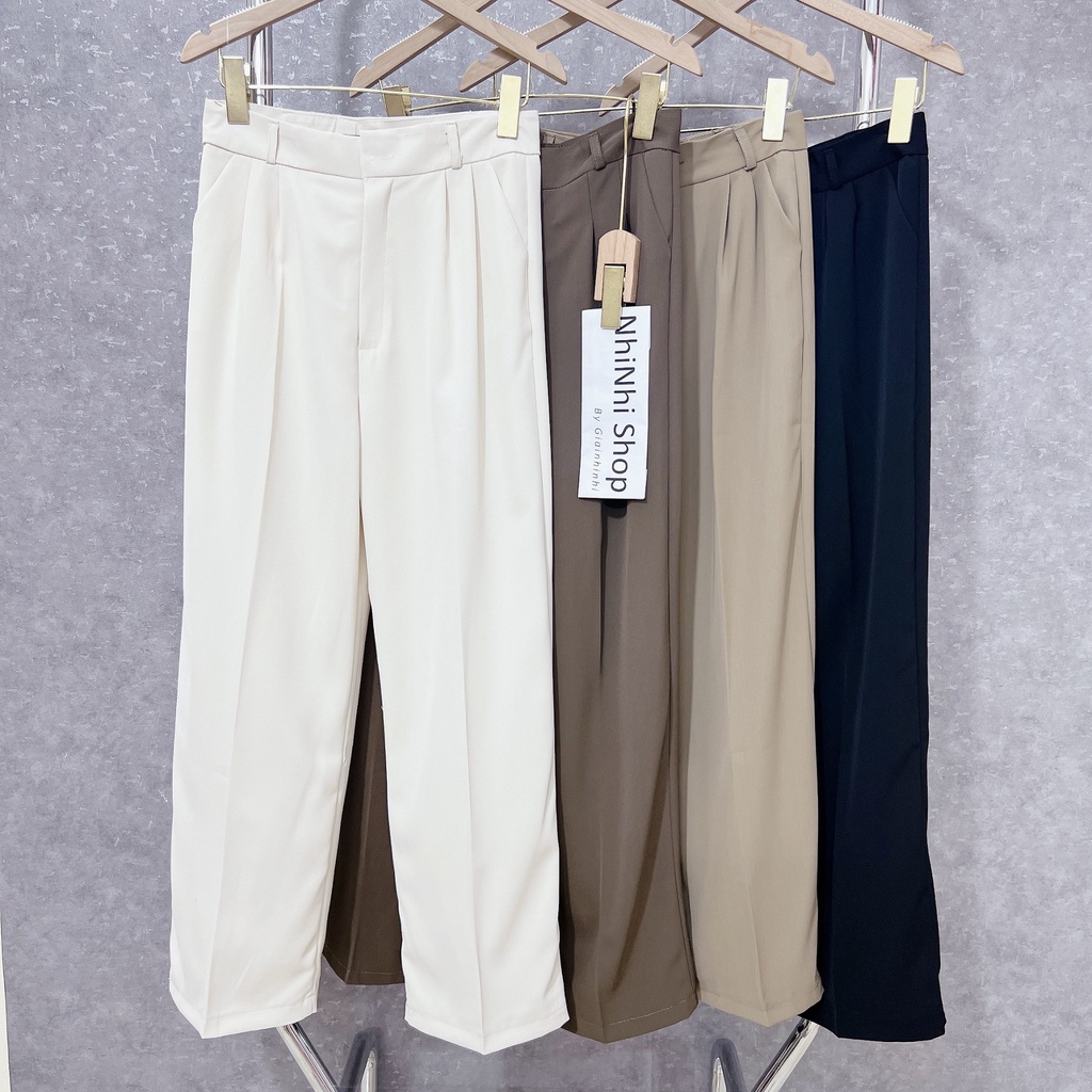 Quần vải ống đứng cài cúc công sở, Quần tây ống suông cạp cao QS308- NhiNhi shop