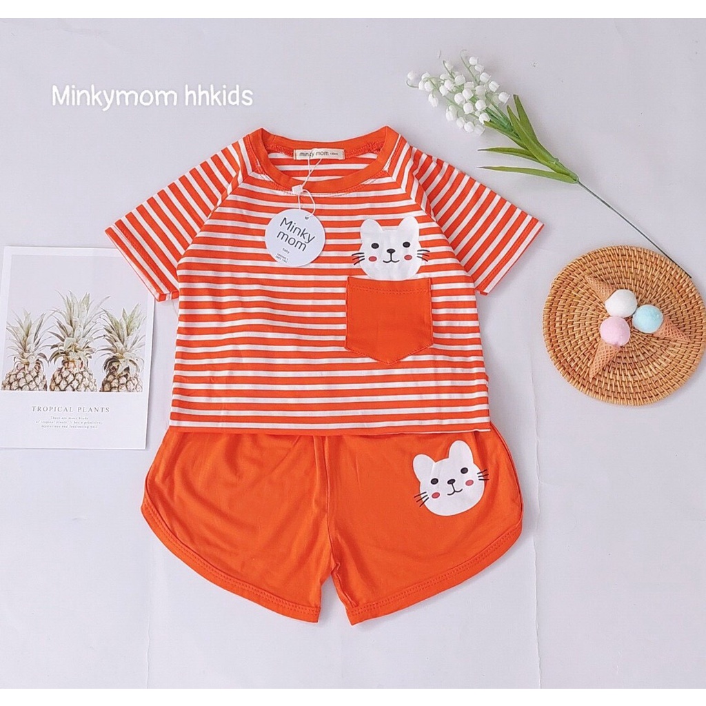Bộ cộc tay sọc dệt cho bé trai và gái.