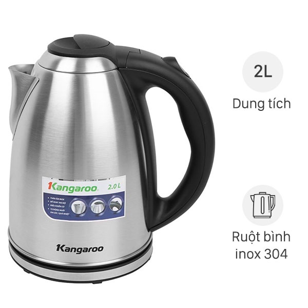 Bình đun siêu tốc Kangaroo 2 lít KG-20SK3-Hàng trưng bày.Dung tích bình đun 2 lít