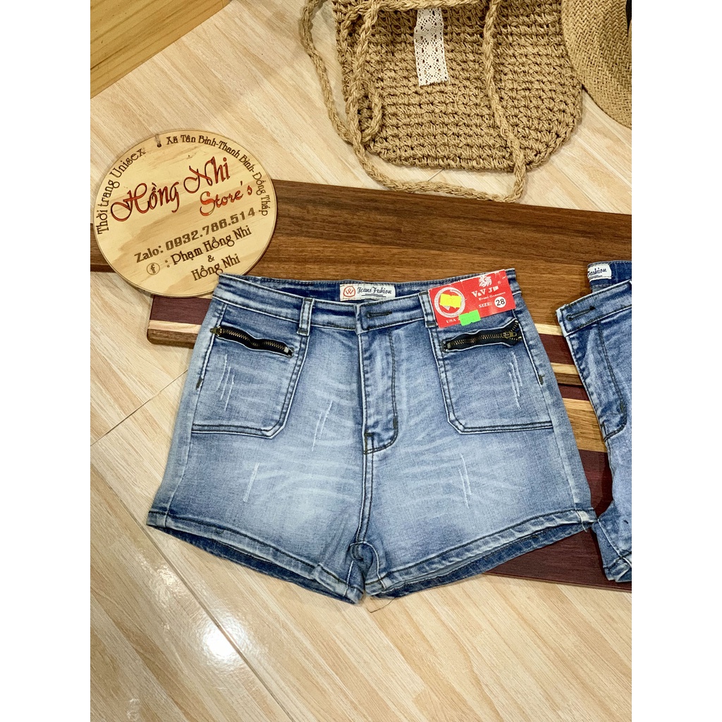 Quần Short Jean Đùi Cạp Cao Co Giãn Cao Cấp Ulzzang