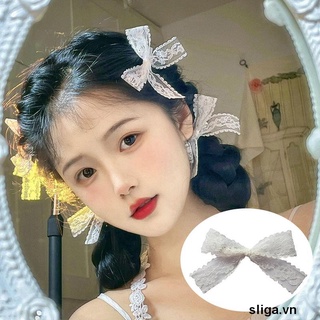 💖💖Kẹp tóc nơ ren trắng đơn giản cho nữ