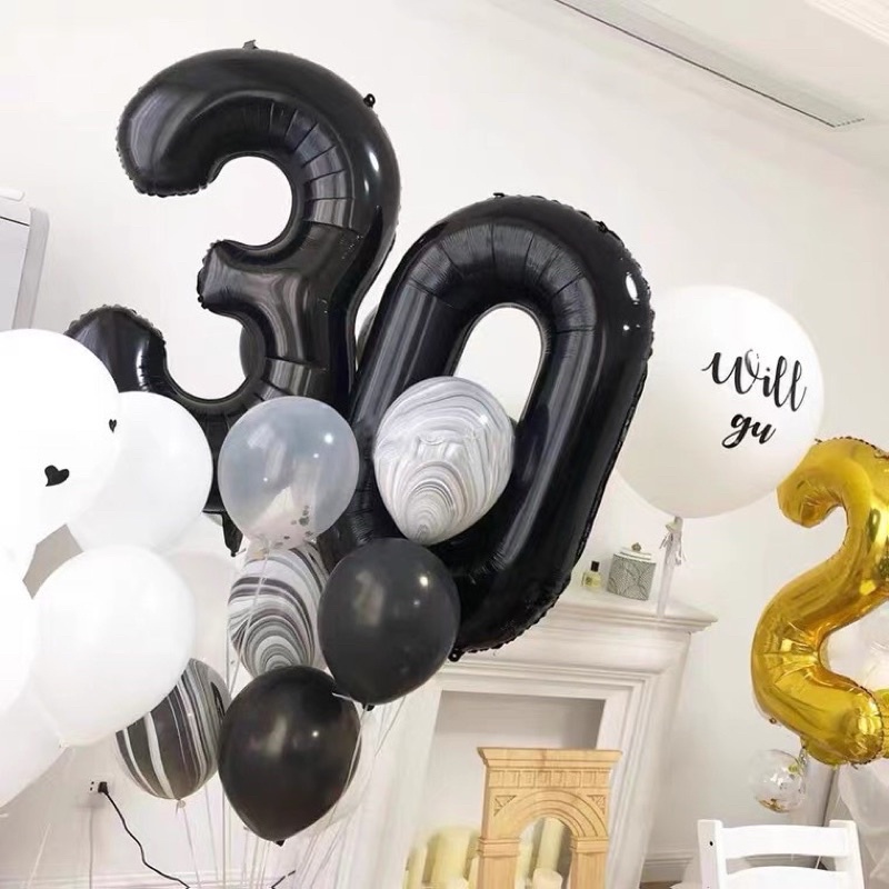 [SIÊU RẺ] Bóng số màu đen size đại 70cm trang trí sinh nhật, trang trí tiệc