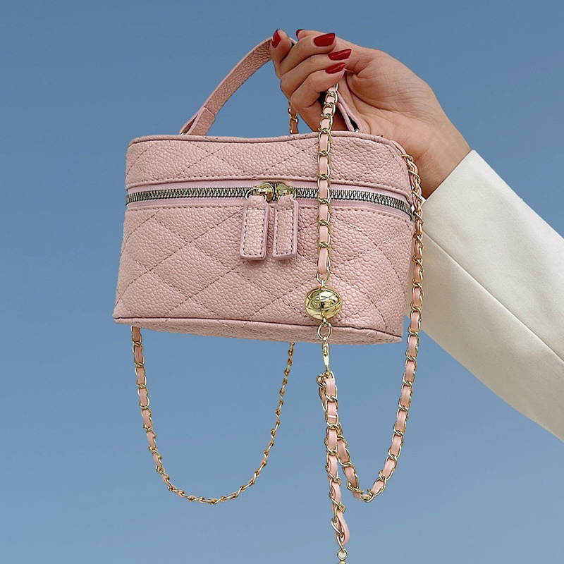 Túi Đeo Vai Hình Vuông Cỡ Nhỏ Họa Tiết Hình Thoi Phối Dây Xích Thời Trang Cho Nữ