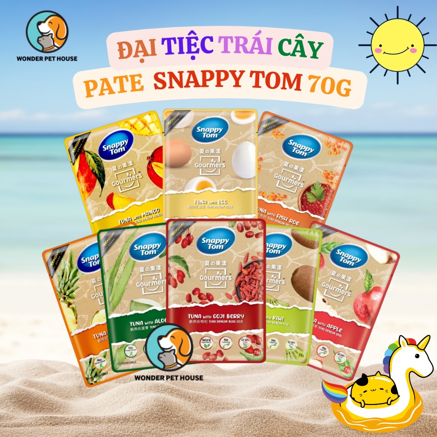 [Giá Dùng Thử Siêu Phẩm] Pate cho mèo Snappy Tom Goumers 70g đại tiệc trái cây cao cấp thơm ngon