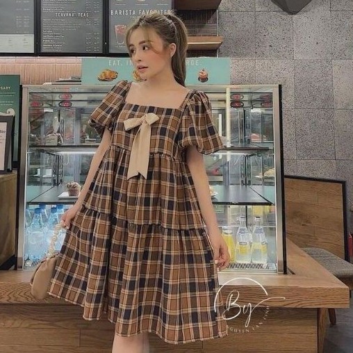 Váy bầu suông - Váy bầu thời trang thiết kế chất lụa hàn freesize từ 45 đến 70kg