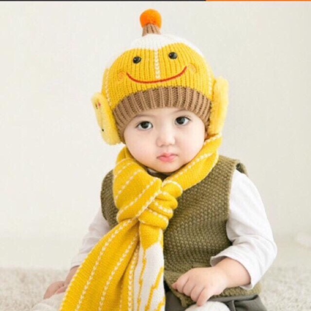 Combo 10 nón và khăn len mặt cười 