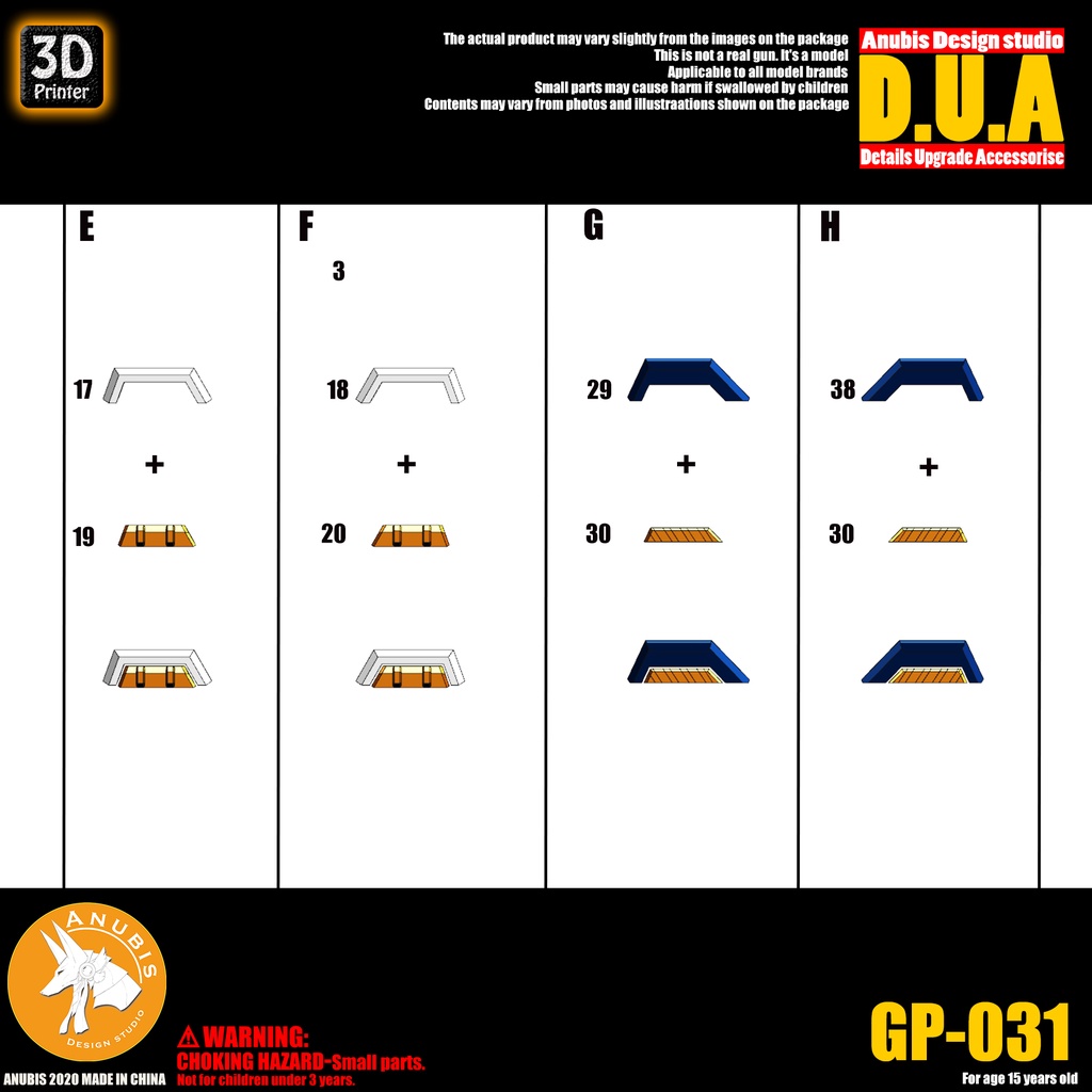 PHỤ KIỆN MOD ANUBIS - CHI TIẾT NHỰA MÔ HÌNH IN 3D CHO MG 1/100 STRIKE FREEDOM - GP031