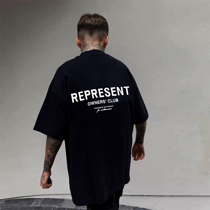 Áo from rộng nam nữ Represent vải cotton áo thun nam nữ có cổ tay lỡ unisex Semir