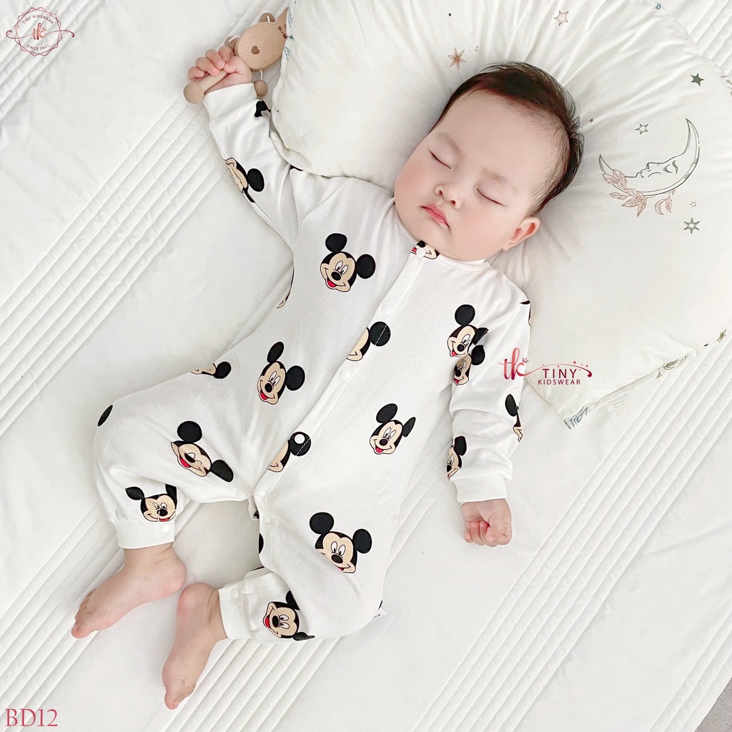Bộ đồ dài tay, bodysuit thu đông vải thun cotton co giãn cho bé trai, bé gái từ 4-12kg [BD12]