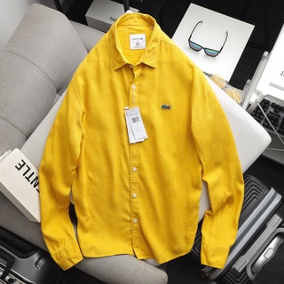 Áo Sơ Mi Linen Nam Pastel Hàn Quốc Bigsize ( 55kg - 100kg ) , Sơ Mi Đũi Nam Tay Dài Form Suông - Màu Vàng