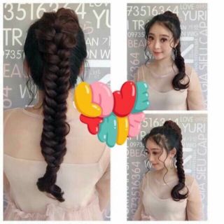 Ngoạm kẹp tóc giả thắt bím sẵn bấm phồng chân tóc đẹp