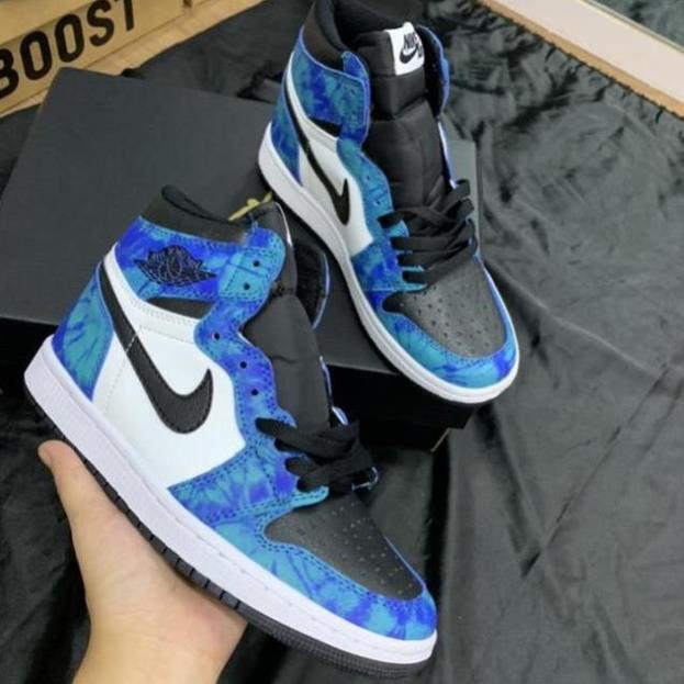 Giày Air Jordan xanh loang, Giày sneaker JD1 tie dye cao cổ nam nữ siêu hot tặng dây full box bill