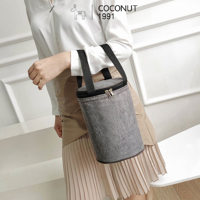 Túi đựng cơm tròn giữ nhiệt vải Oxford chống thấm, lót nhôm, kích thước đường kính x chiều cao: 17x23cm - YW