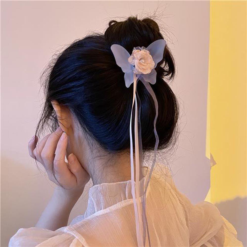 NICKOLAS Kẹp Càng Cua Cá Mập Đính Hoa Tua Rua Thanh Lịch Cho Nữ