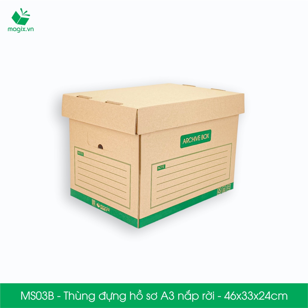 MS03B - 46x33x24 cm - Combo 5 Thùng đựng hồ sơ A3 nắp rời