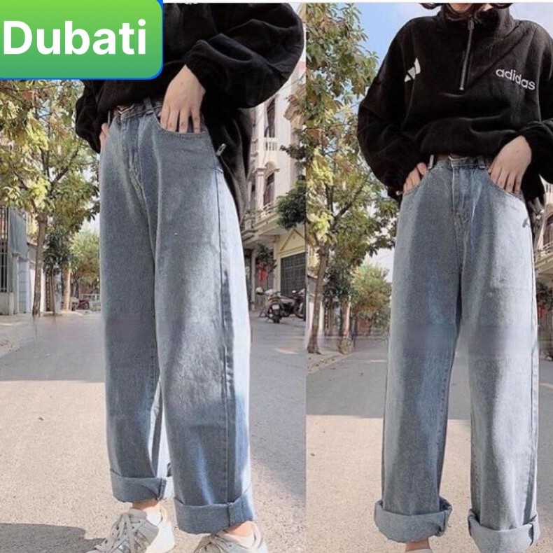 QUẦN JEAN NỮ, QUẦN BAGGY, ỐNG SUÔNG RỘNG LƯNG CAO TRƠN SUÔNG - DB 20 - DUBATI FASHION