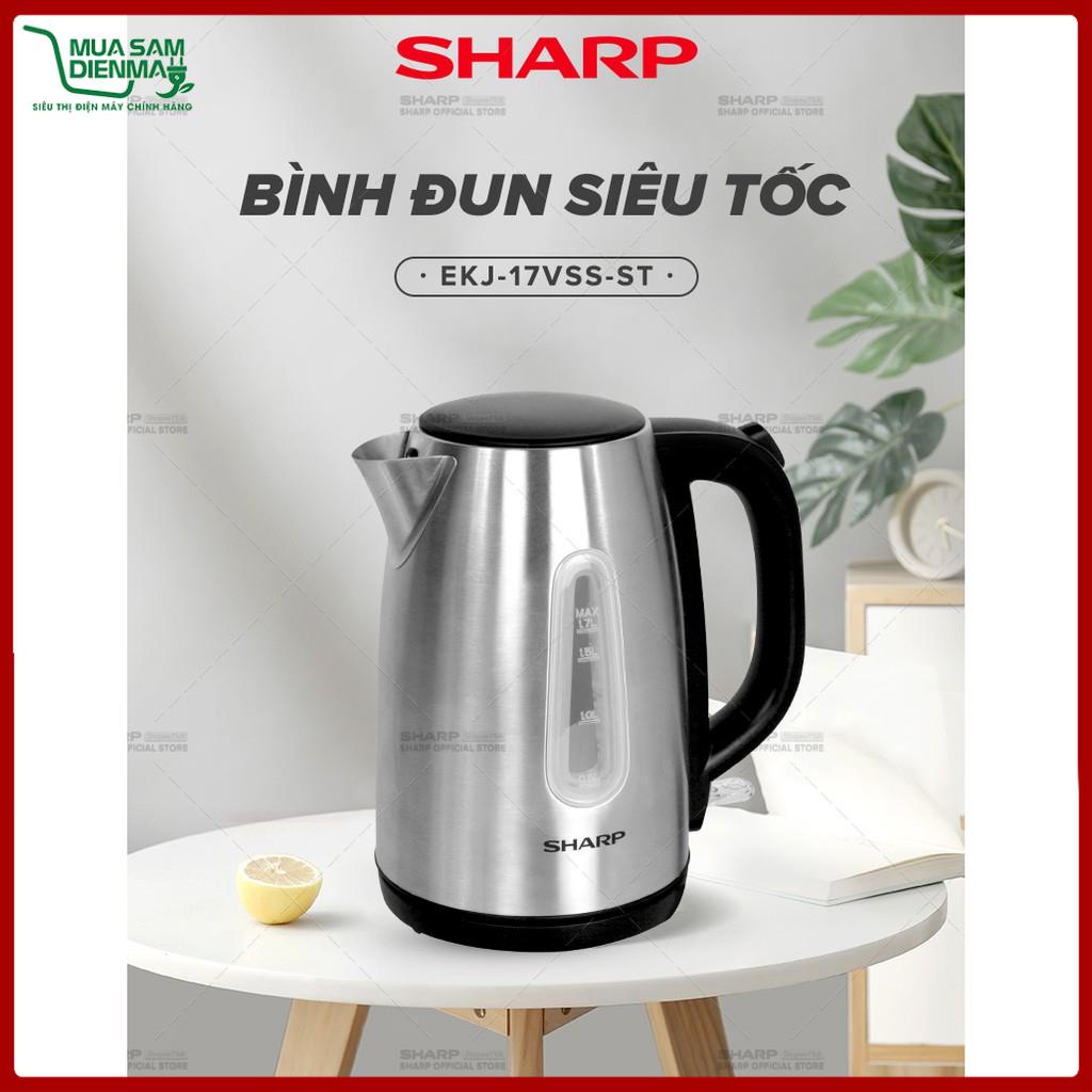 Ấm Siêu Tốc Bình Đun Nước Sharp EKJ-17VSS-ST Có thang hiển thị mực nước công suất 2200W