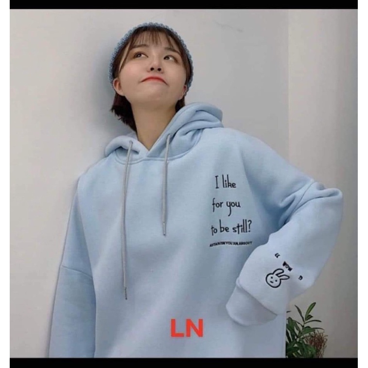 Áo hoodie thỏ in tay LN11