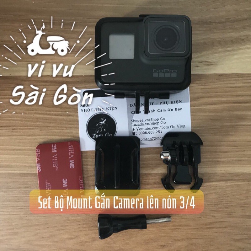 SET FULL BỘ PHỤ KIỆN MOUNT GẮN CAMERA HÀNH TRÌNH LÊN NÓN 3/4
