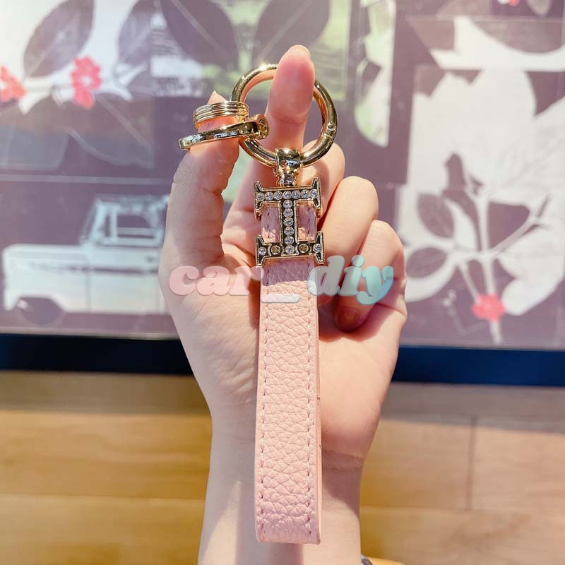 Móc Khóa Da Hình Chữ H Đính Đá Cao Cấp