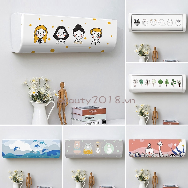 Tấm bọc chống bụi họa tiết xinh xắn đáng yêu dành cho máy lạnh