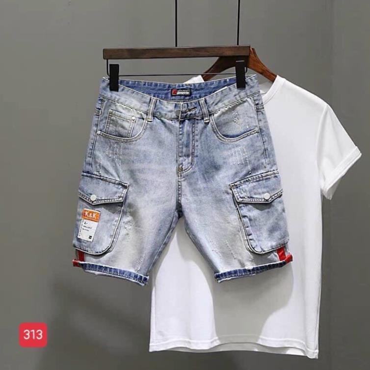 Quần short jean nam túi hộp, quần jean nam ngắn chất bò cao cấp SJ313 - Maxpingvn 🔥