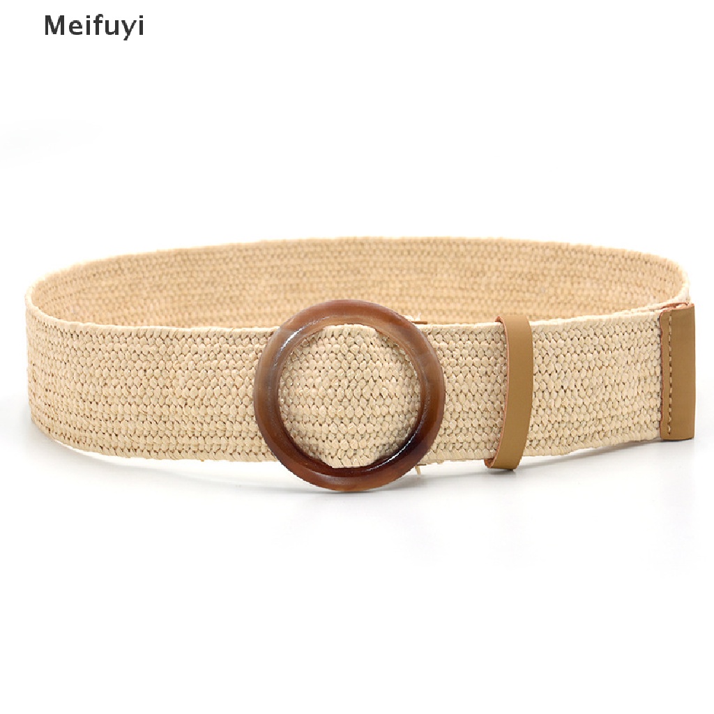 Đai thắt lưng đan cói bản rộng khóa gỗ tròn phong cách boho cổ điển VN439