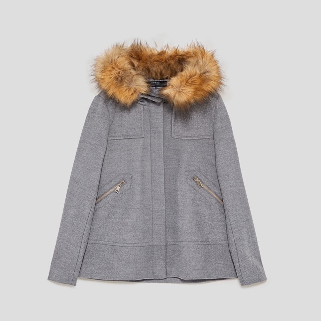 Áo dạ cổ lông zara chuẩn auth