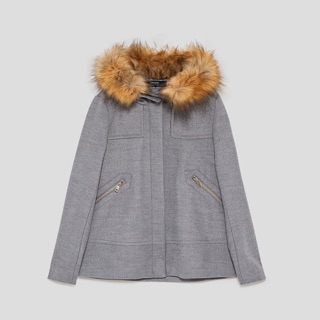 Áo dạ cổ lông zara chuẩn auth